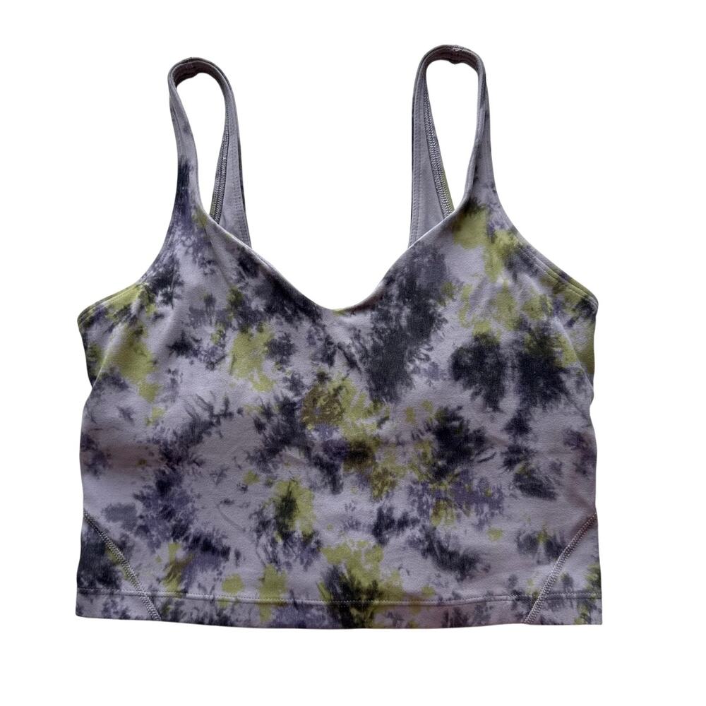 Lululemon Align Tank Cropped Size 6 Radial Tie Dye Purple Green Grey
